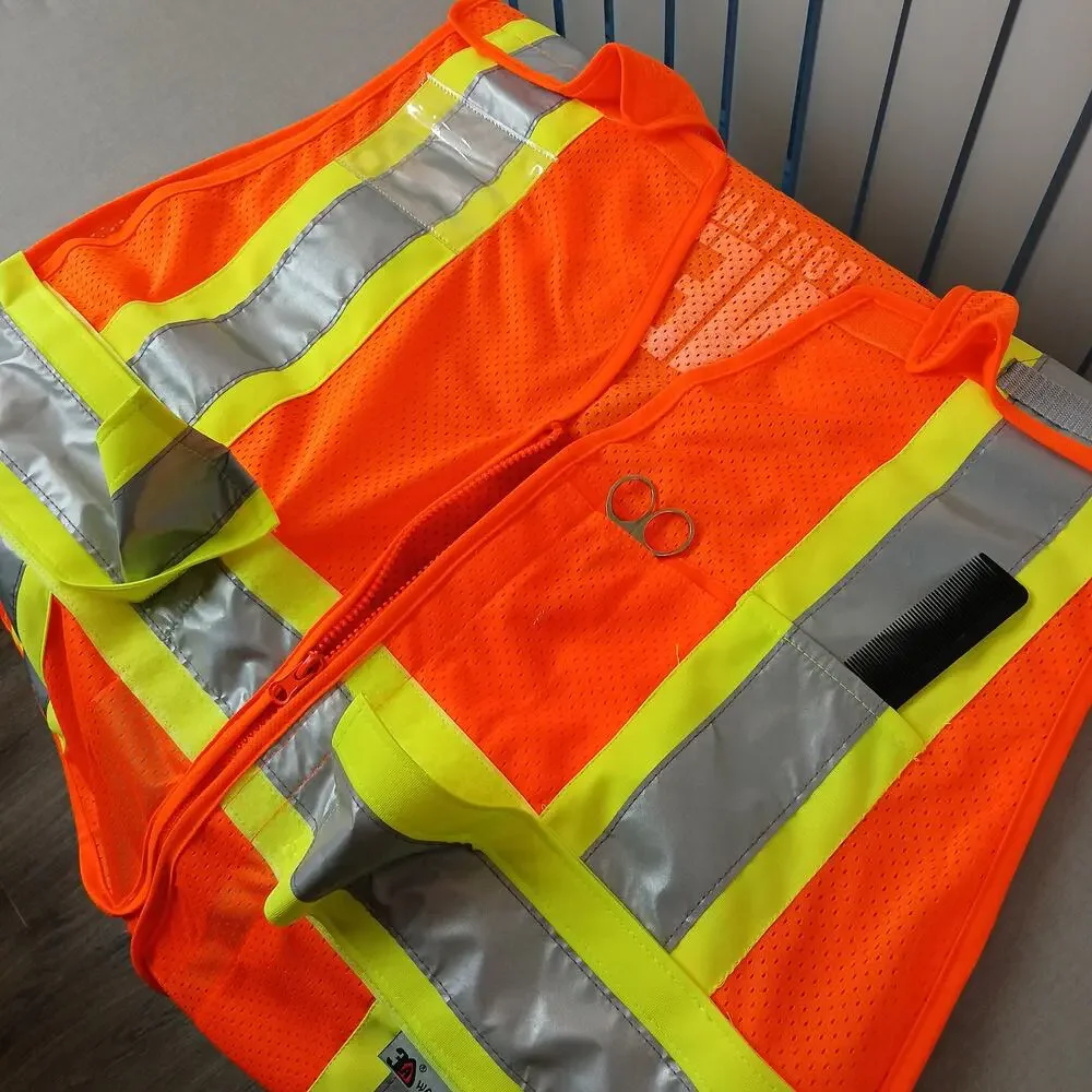 3A hi-visibility orange mesh safety vest M-XL expandable PV1500 class 2 107/207